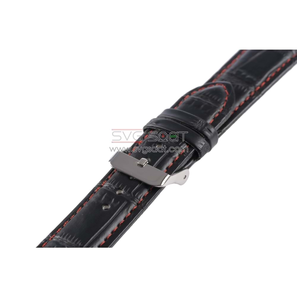 OSO 3556 Saat Kordonu - SİYAH - KIRMIZI - 18MM