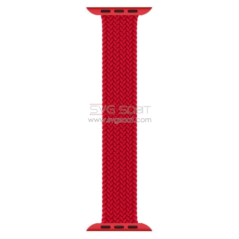 Apple watch uyumlu Örgülü silikon kordon - KIRMIZI - 42/44 - M/L