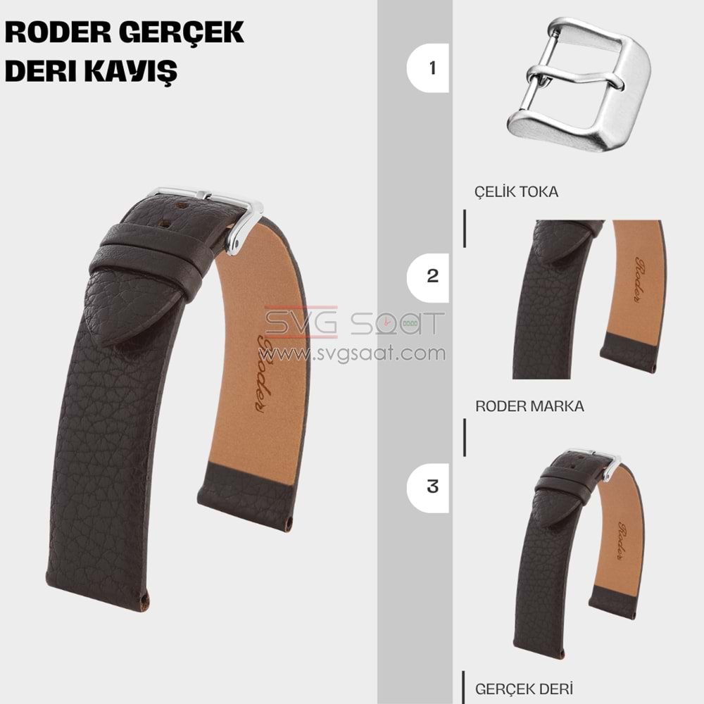 R4175 RODER DERİ KAYIŞ - KAHVERENGİ - 20MM