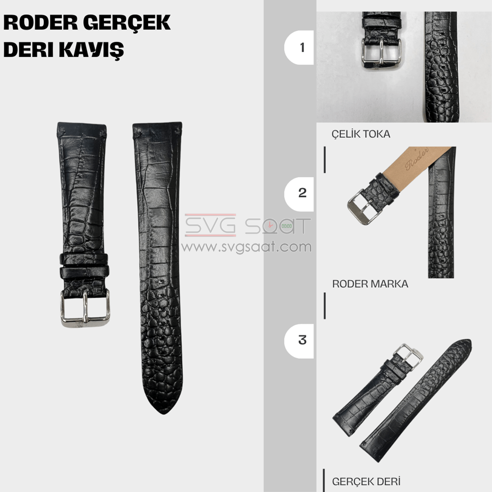 R4174 RODER DERİ KAYIŞ - SİYAH