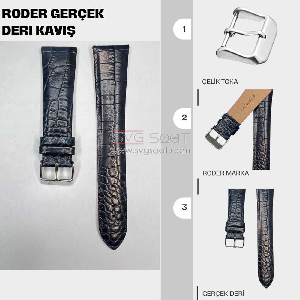 R4174 RODER DERİ KAYIŞ - LACİVERT - 20MM