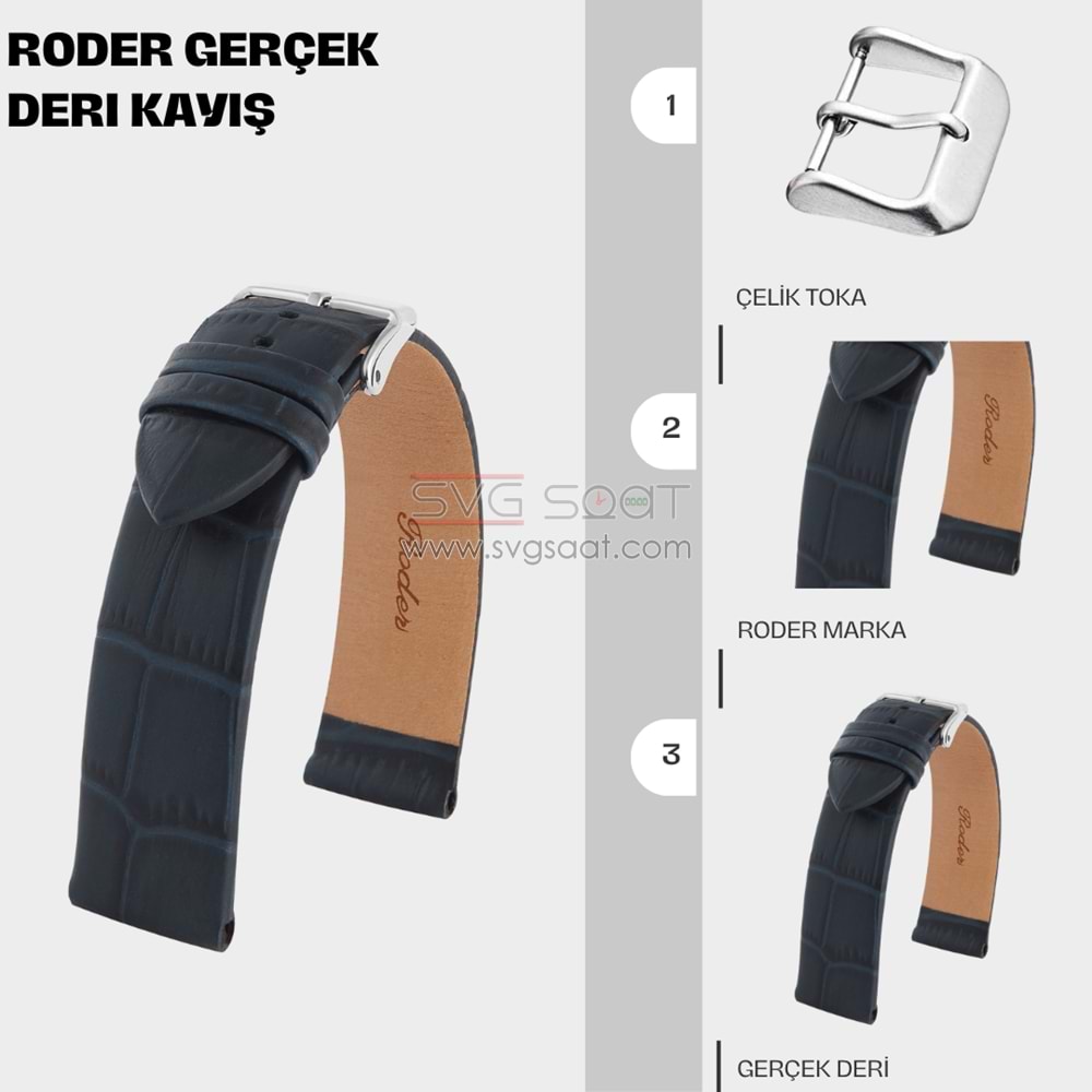 R4173 RODER DERİ KAYIŞ - LACİVERT - 20MM