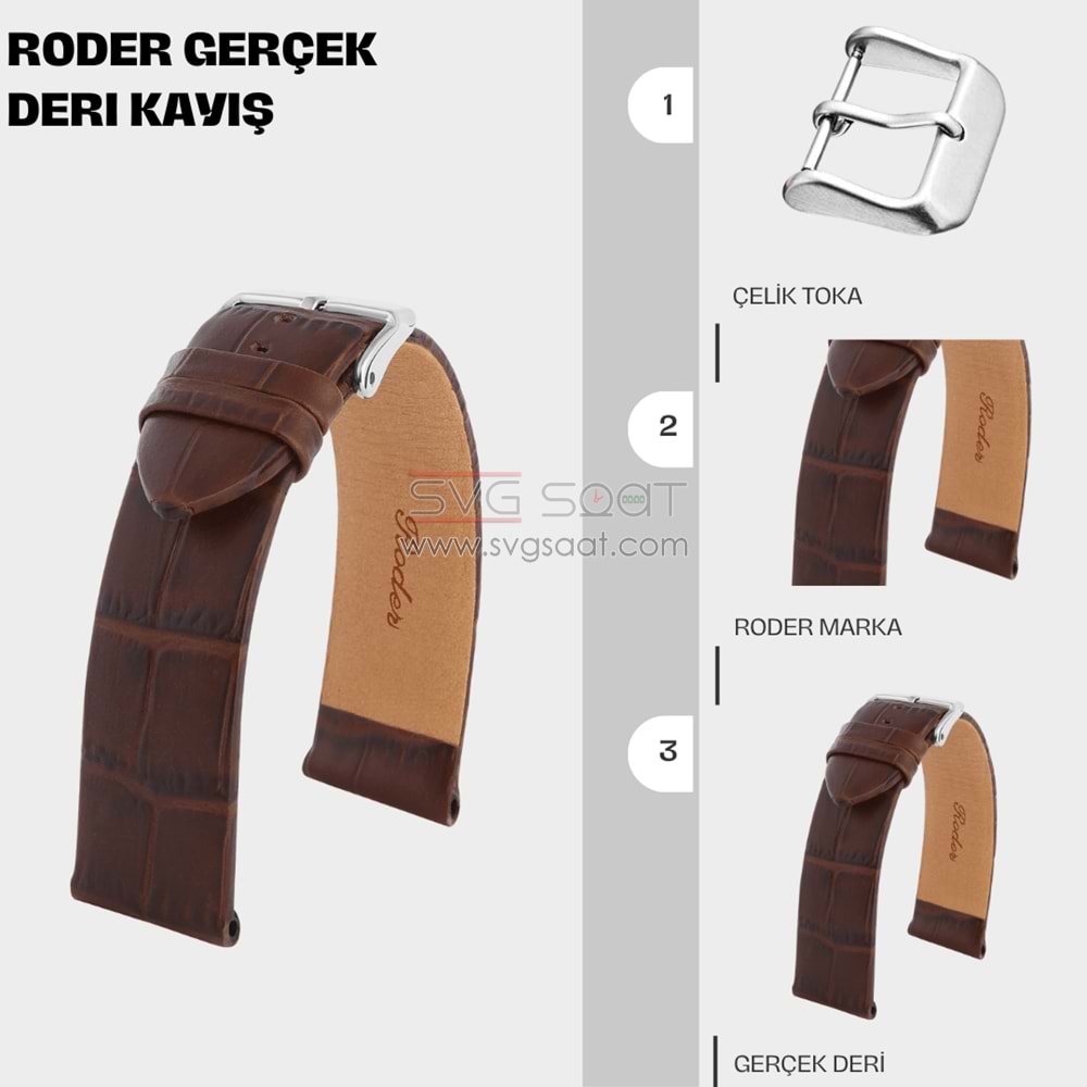 R4173 RODER DERİ KAYIŞ - KAHVERENGİ - 20MM