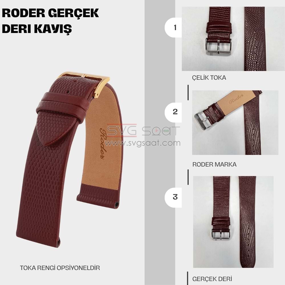 R4157 RODER DERİ KAYIŞ - BORDO - 12MM