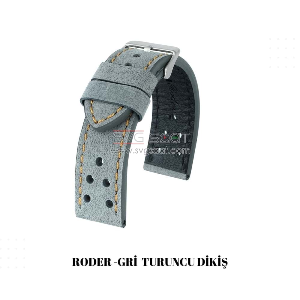 R4152O RODER DERİ KAYIŞ - GRİ-TURUNCU - 22X22MM