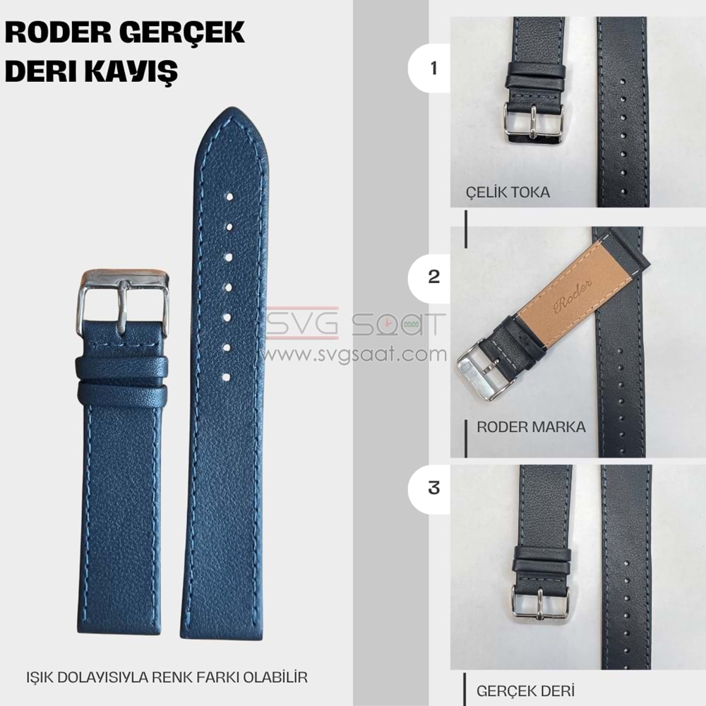 R4150S RODER DERİ KAYIŞ - LACİVERT - 18MM