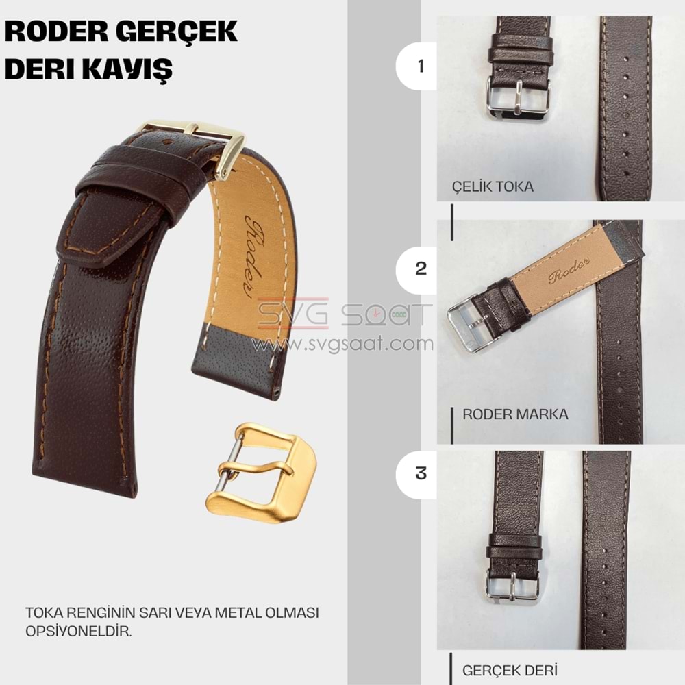 R4150S RODER DERİ KAYIŞ - KAHVERENGİ - 12MM