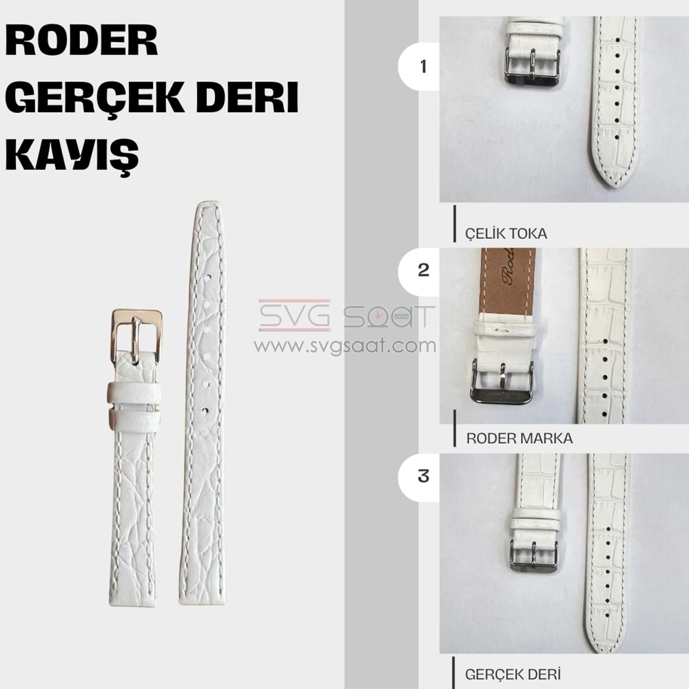 R4149S RODER DERİ KAYIŞ - BEYAZ - 12MM