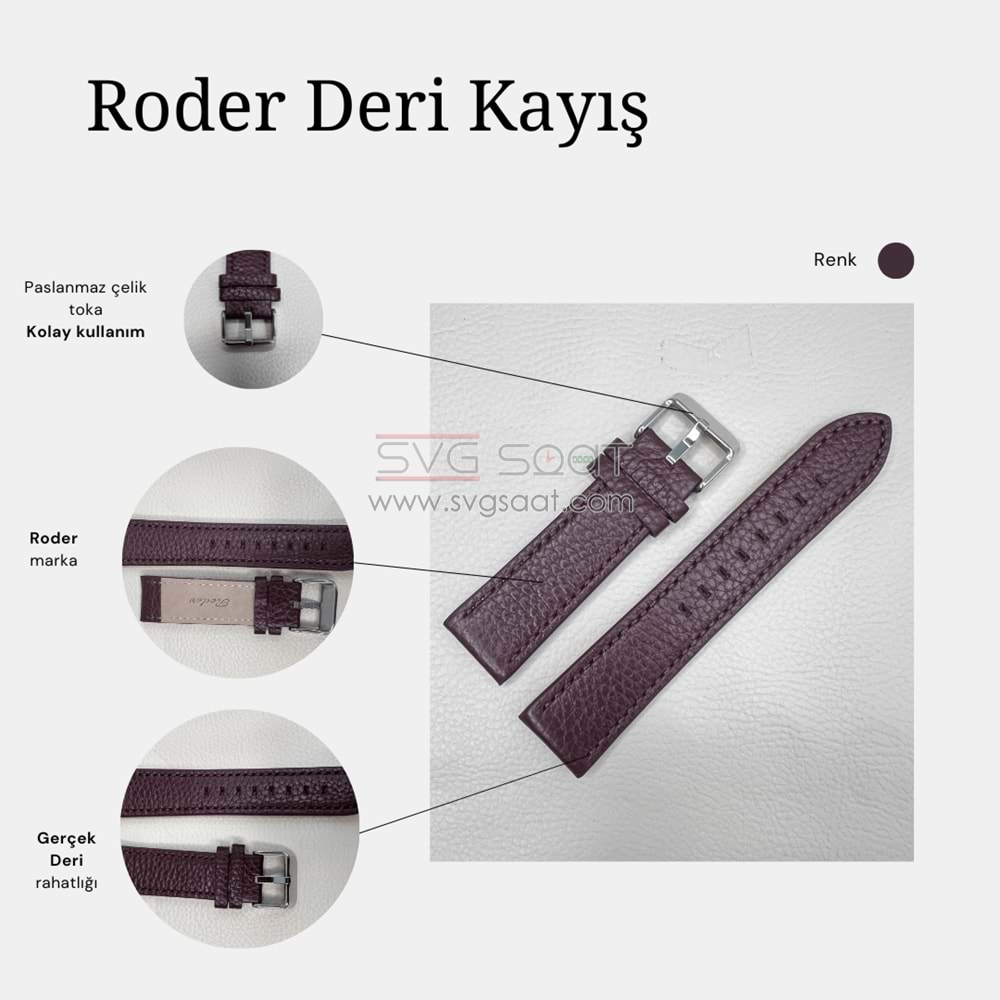 R4105S RODER DERİ KAYIŞ - KAHVERENGİ - 22MM