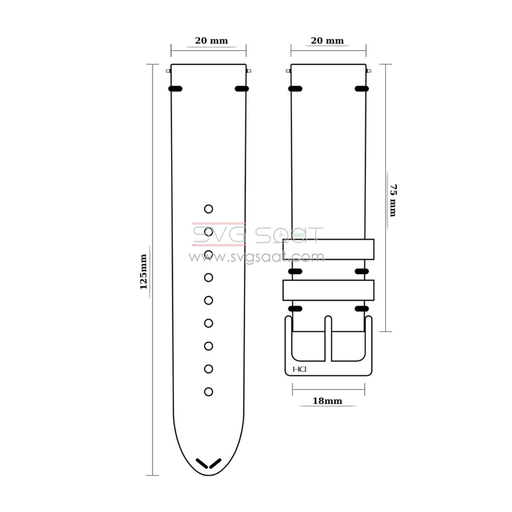 R4105S RODER DERİ KAYIŞ - RED - 20MM