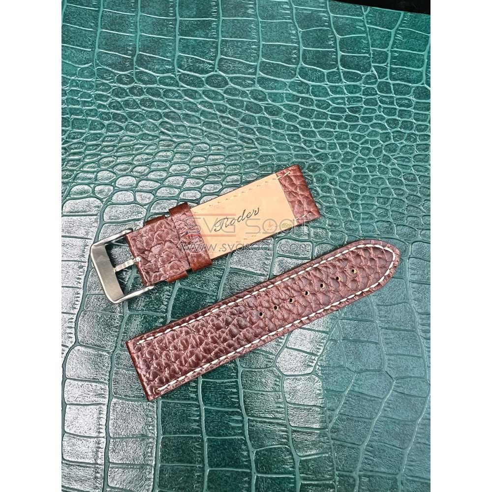 R4105W RODER DERİ KAYIŞ - KAHVERENGİ-BEYAZ - 24MM