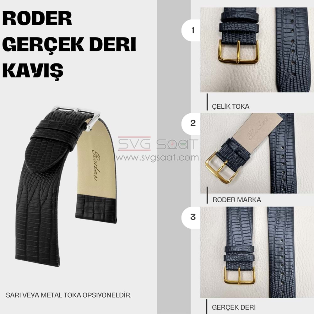 R4148 RODER DERİ KAYIŞ - SİYAH - 24MM