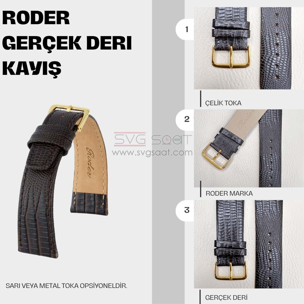 R4148 RODER DERİ KAYIŞ - KAHVERENGİ - 20MM