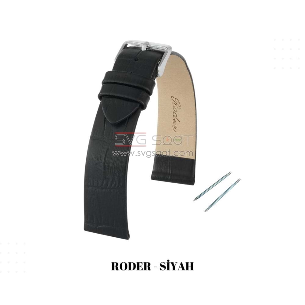 R4147 RODER DERİ KAYIŞ - SİYAH - 18MM