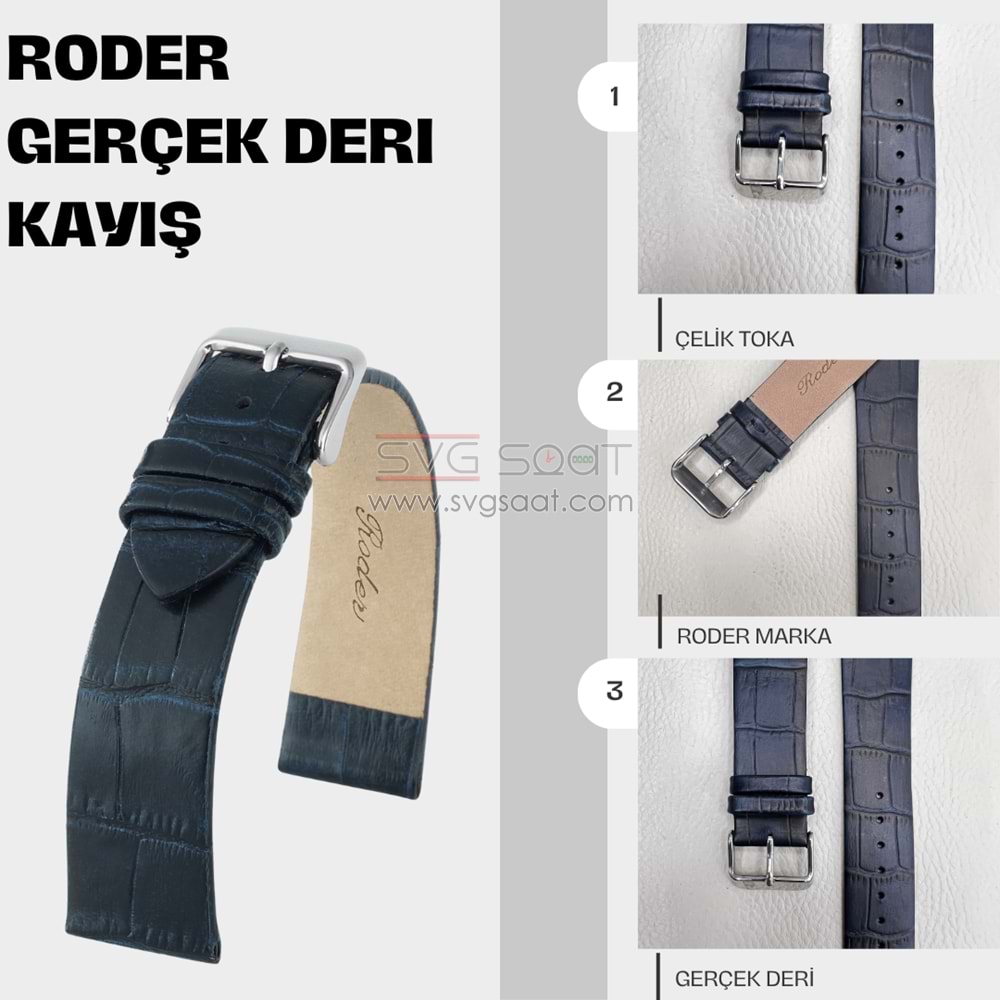 R4147 RODER DERİ KAYIŞ - LACİVERT - 18MM