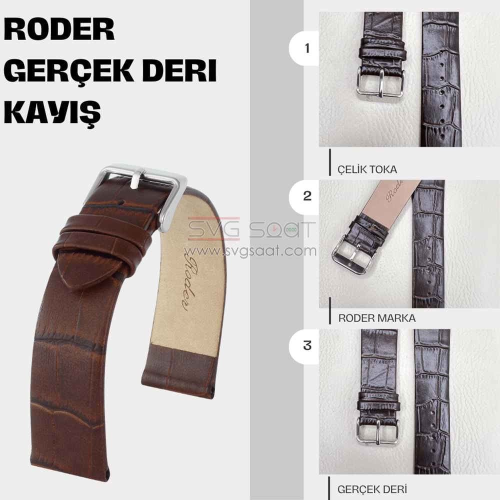 R4147 RODER DERİ KAYIŞ - KAHVERENGİ - 18MM