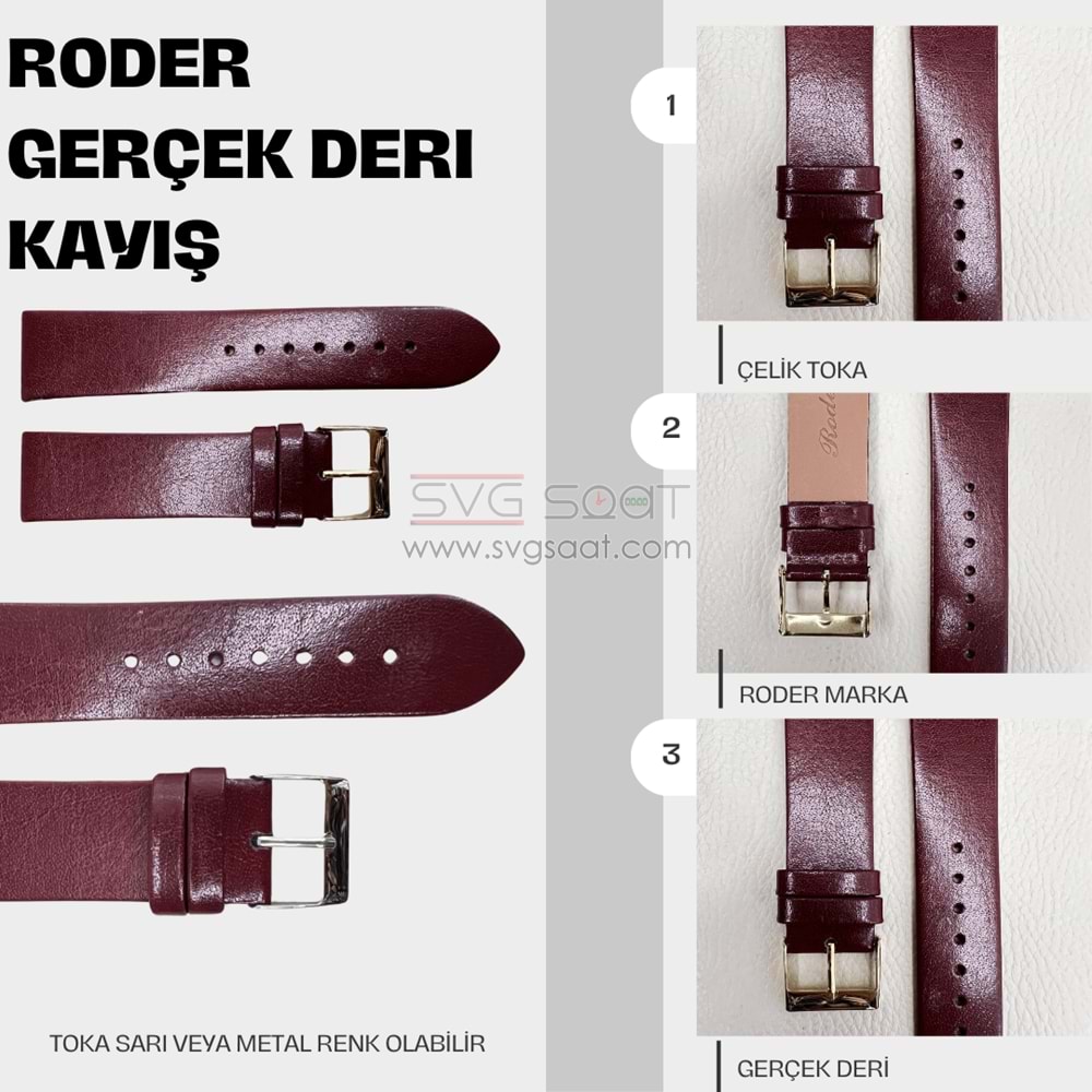 R4146 RODER DERİ KAYIŞ - BORDO - 12MM