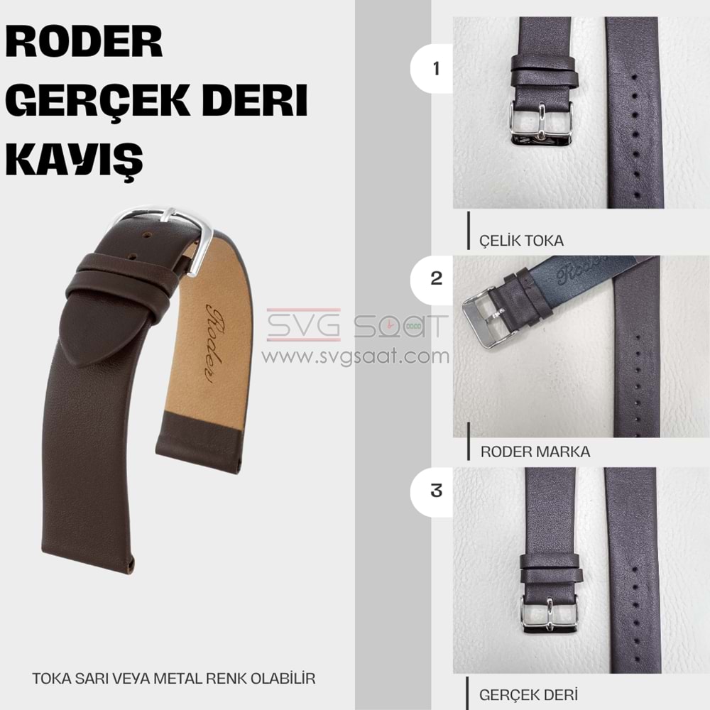 R4146 RODER DERİ KAYIŞ - KAHVERENGİ - 16MM