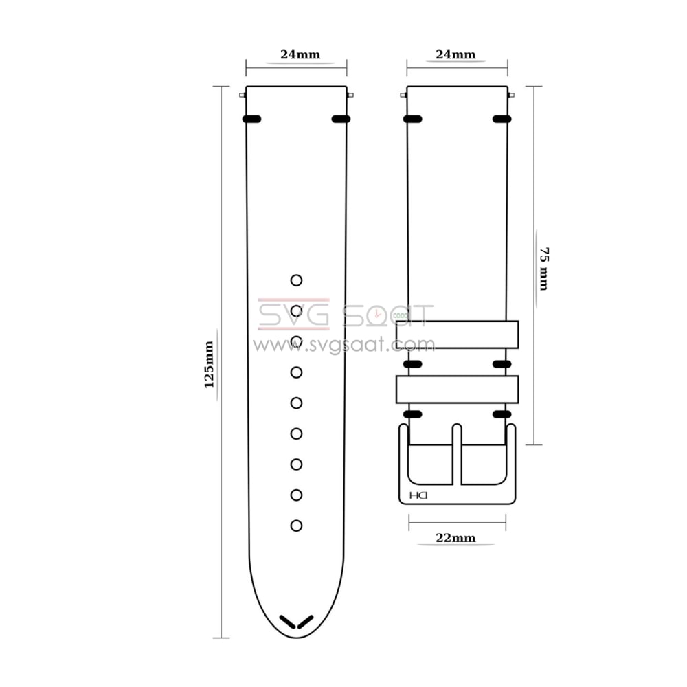 R4110 RODER DERİ KAYIŞ - SİYAH - 24MM