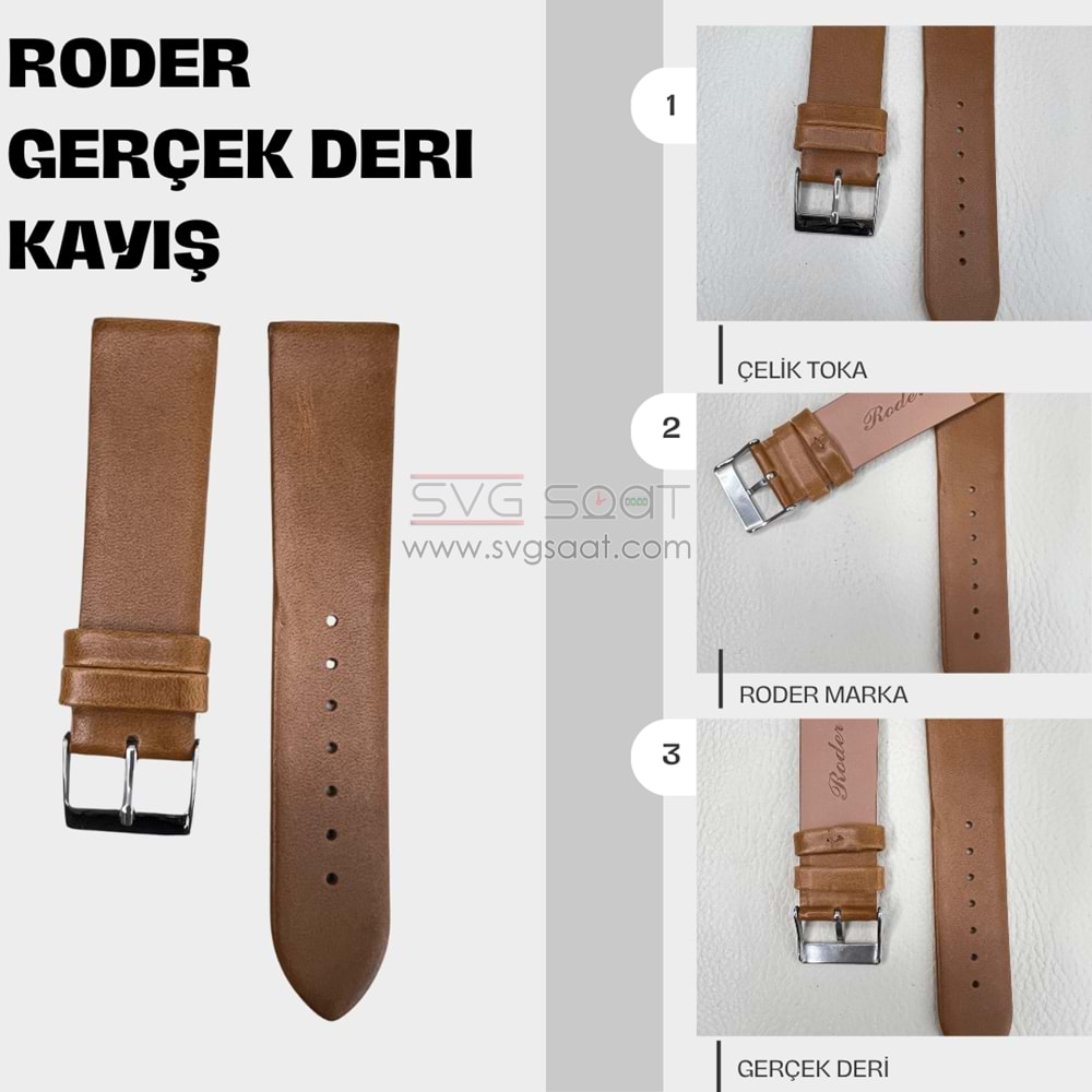 R4146 RODER DERİ KAYIŞ - TABA - 18MM