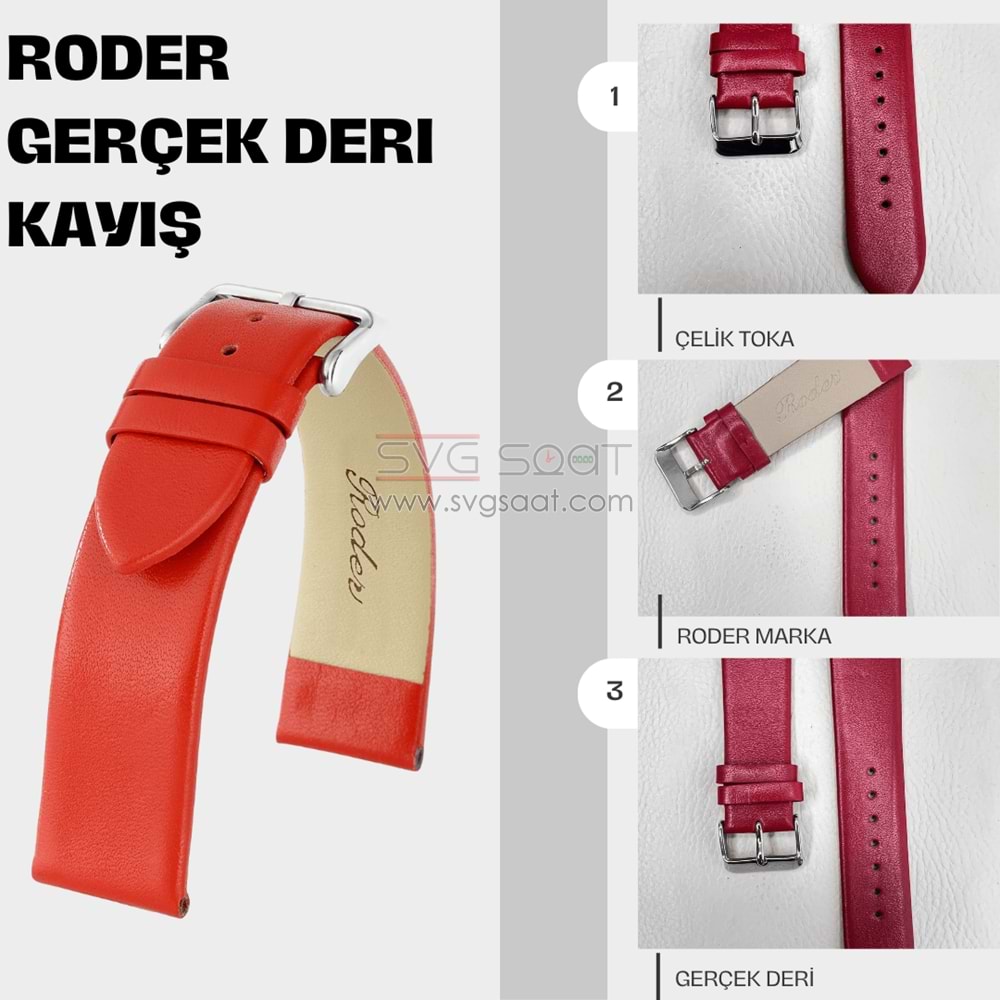 R4146 RODER DERİ KAYIŞ - KIRMIZI - 06MM