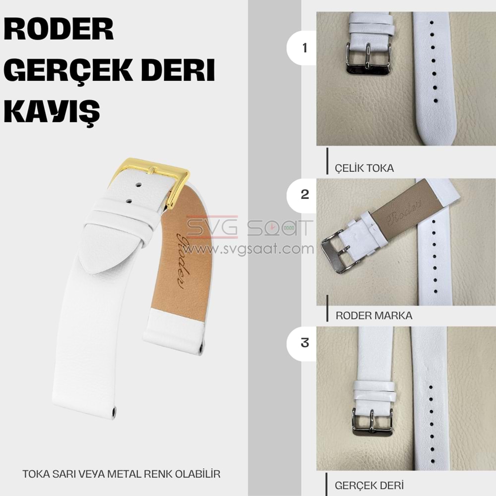 R4146 RODER DERİ KAYIŞ - BEYAZ - 06MM