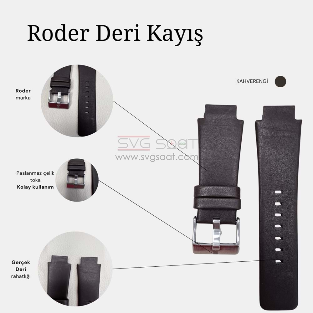 R4112 RODER DERİ KAYIŞ - KAHVERENGİ - 18MM