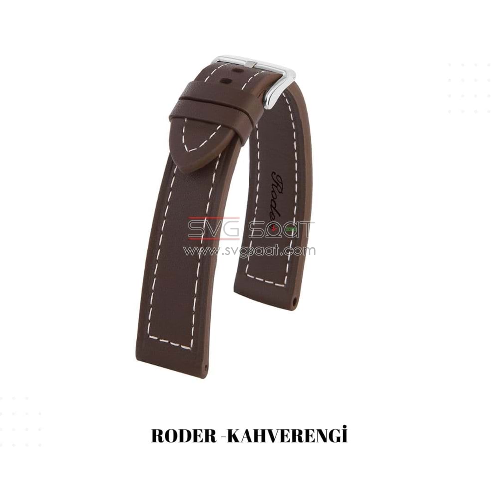 R4145W RODER DERİ KAYIŞ - KAHVERENGİ-BEYAZ - 24MM