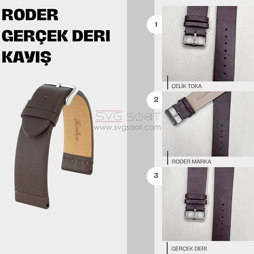 R4142S RODER DERİ KAYIŞ - KAHVERENGİ - 20MM