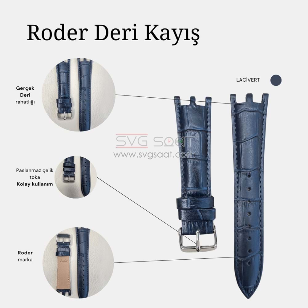 R4118S RODER DERİ KAYIŞ - LACİVERT - 22MM