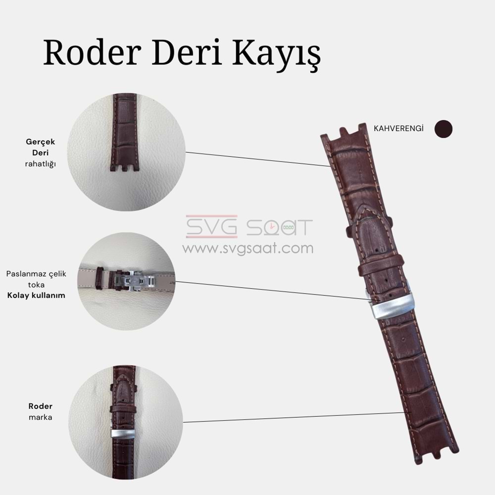 R4118S RODER DERİ KAYIŞ - KAHVERENGİ - 22MM