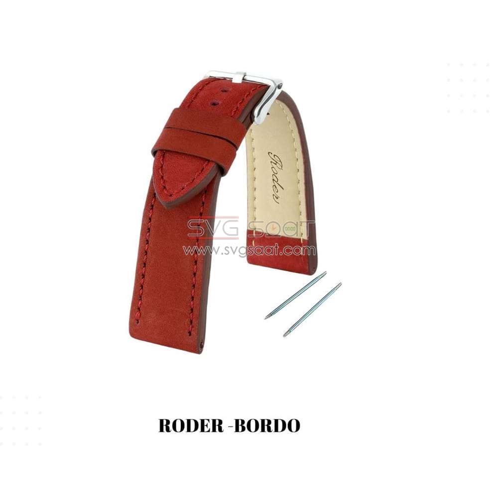 R4138S RODER DERİ KAYIŞ - BORDO - 22MM