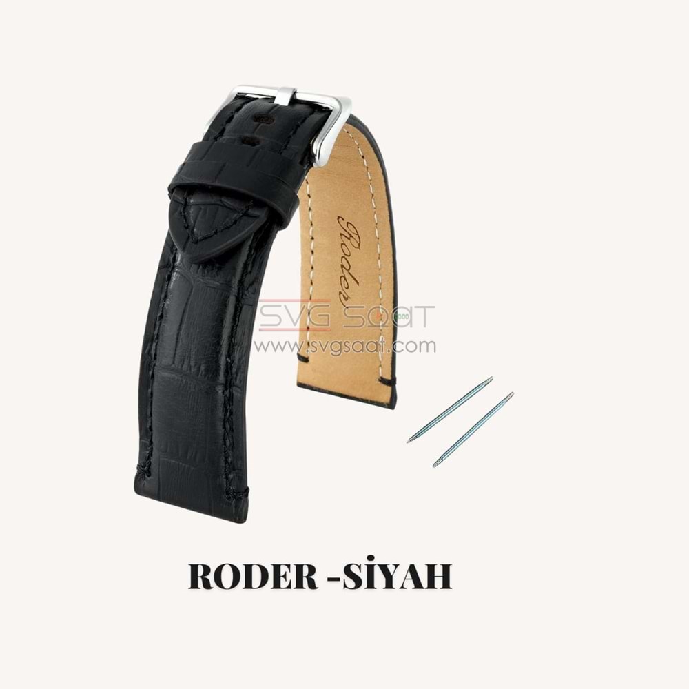 R4137S RODER DERİ KAYIŞ - SİYAH - 18MM