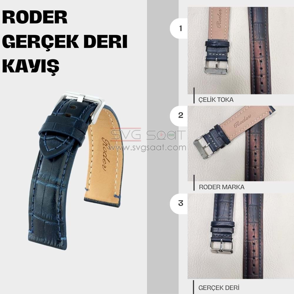 R4137S RODER DERİ KAYIŞ - LACİVERT - 18MM