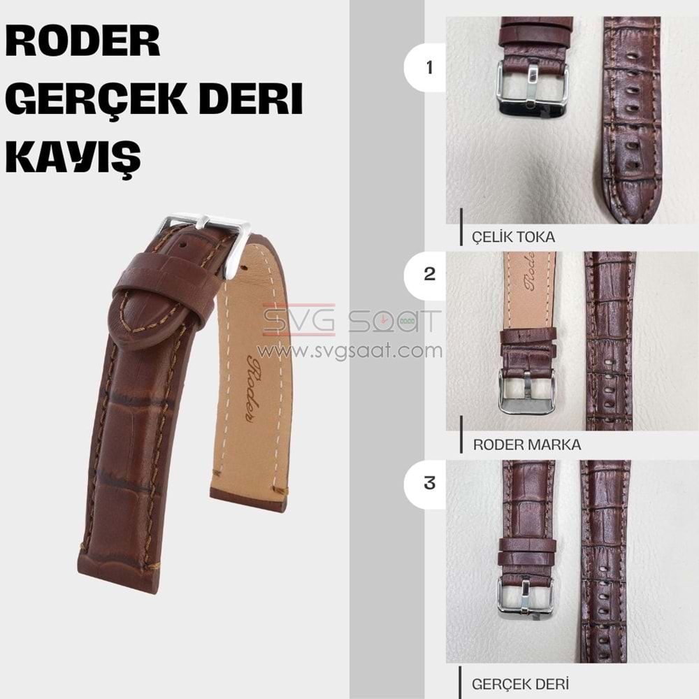 R4137S RODER DERİ KAYIŞ - KAHVERENGİ - 18MM