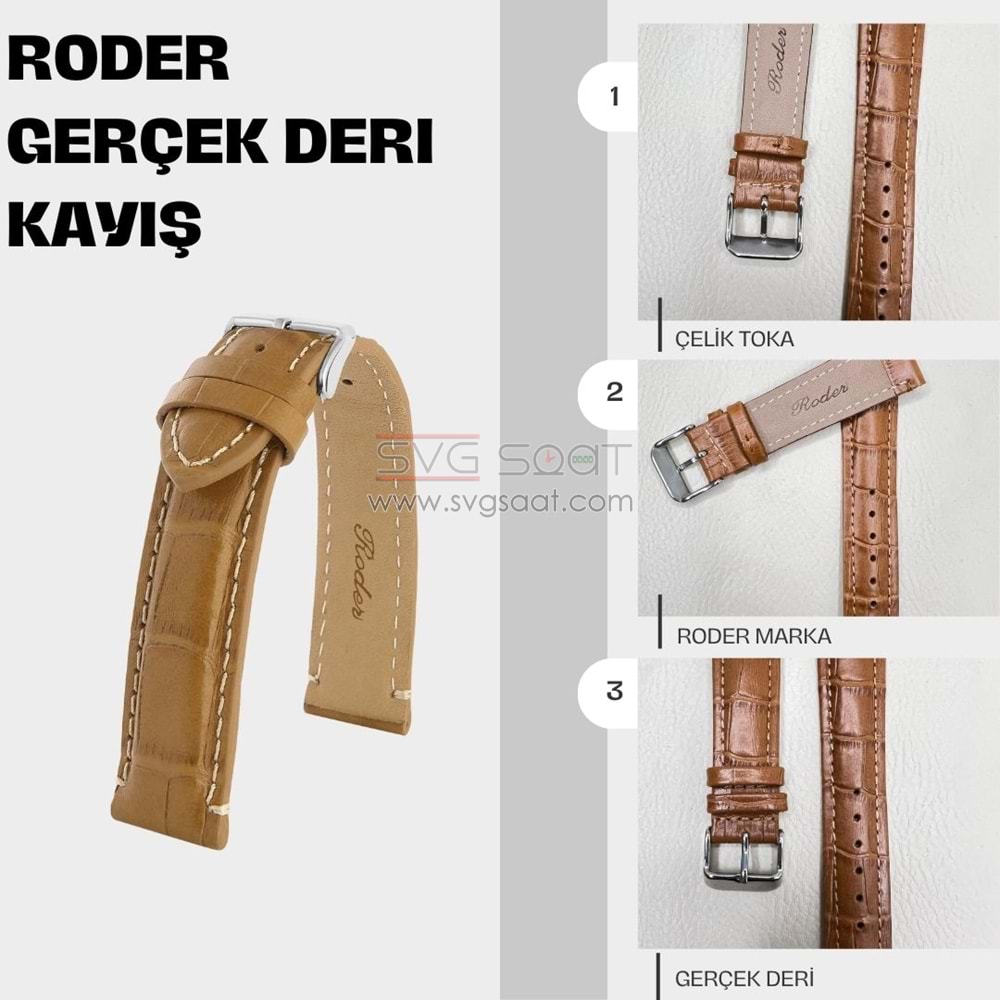 R4137S RODER DERİ KAYIŞ - TABA - 20MM