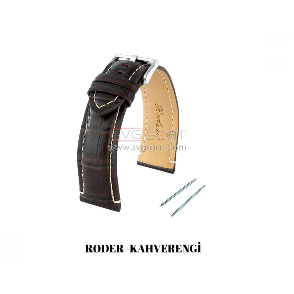 R4137W RODER DERİ KAYIŞ - KAHVERENGİ-BEYAZ - 18MM