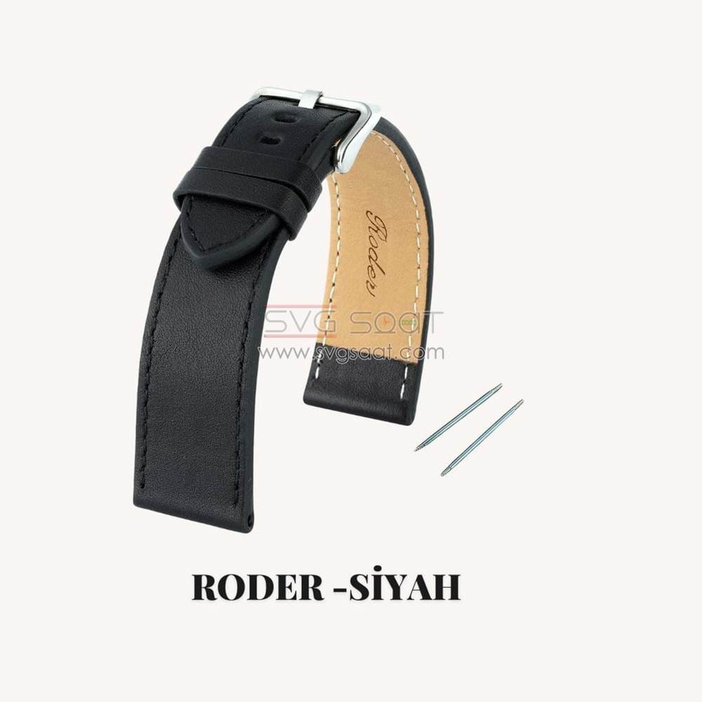 R4136S RODER DERİ KAYIŞ - SİYAH - 20MM