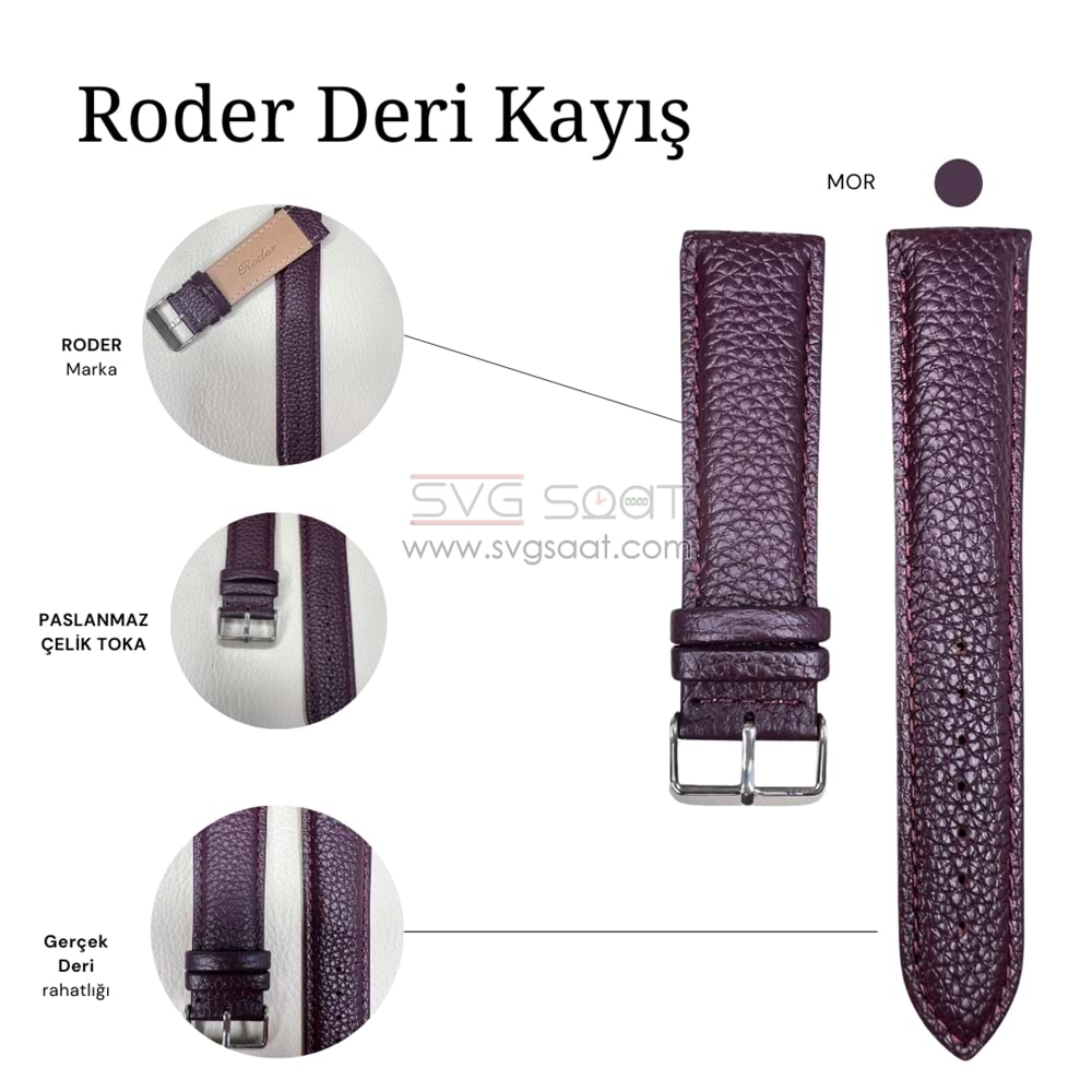R4135S RODER DERİ KAYIŞ - MOR - 18MM