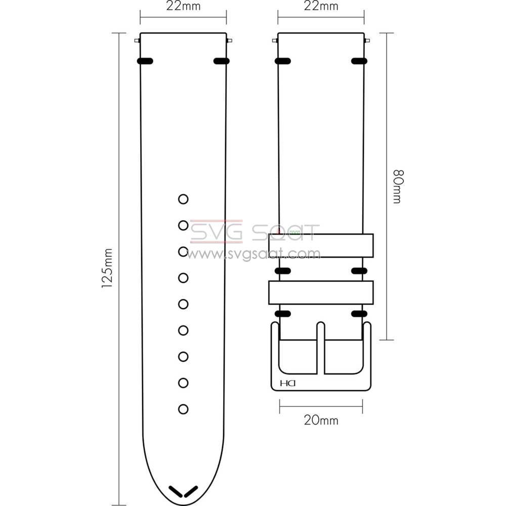 R4135W RODER DERİ KAYIŞ - MOR-BEYAZ - 22MM