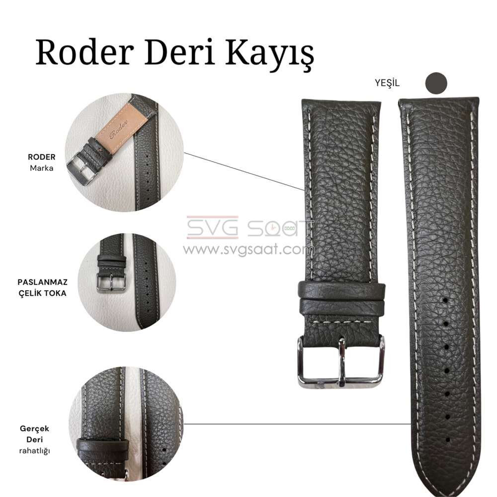 R4135W RODER DERİ KAYIŞ - YEŞİL - 24MM