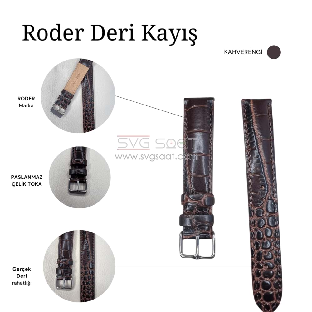 R4134S RODER DERİ KAYIŞ - KAHVERENGİ - 12MM