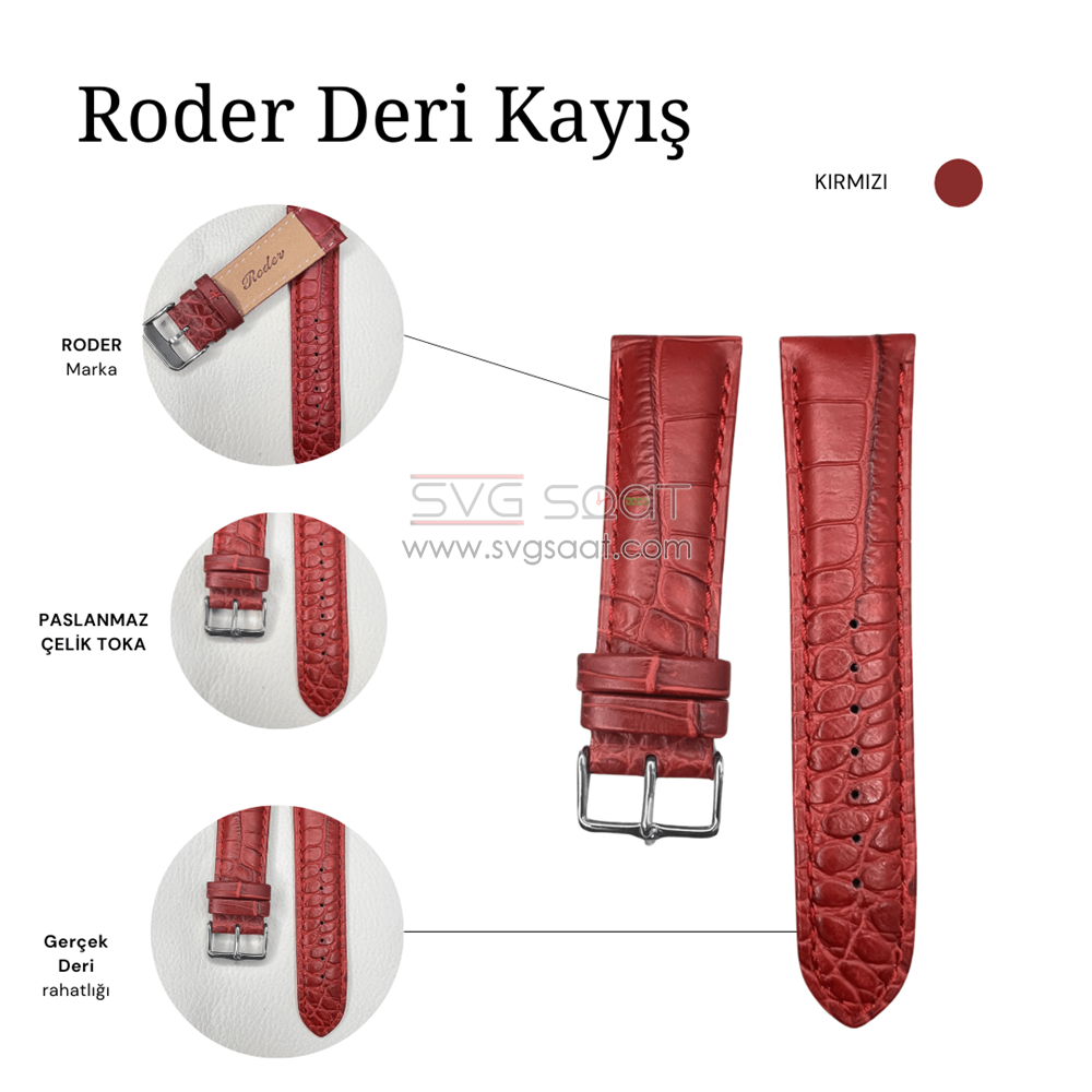 R4134S RODER DERİ KAYIŞ - KIRMIZI