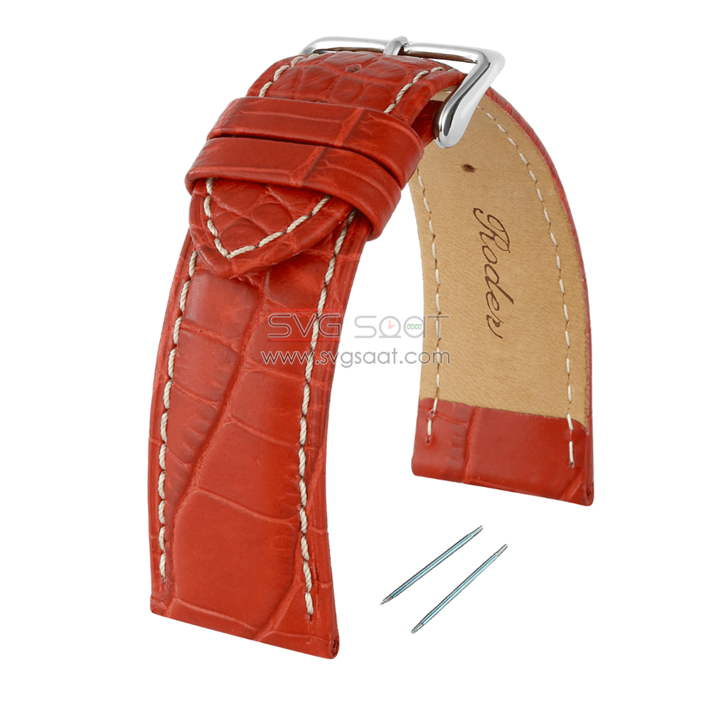 R4134W RODER DERİ KAYIŞ - KIRMIZI-BEYAZ - 18MM