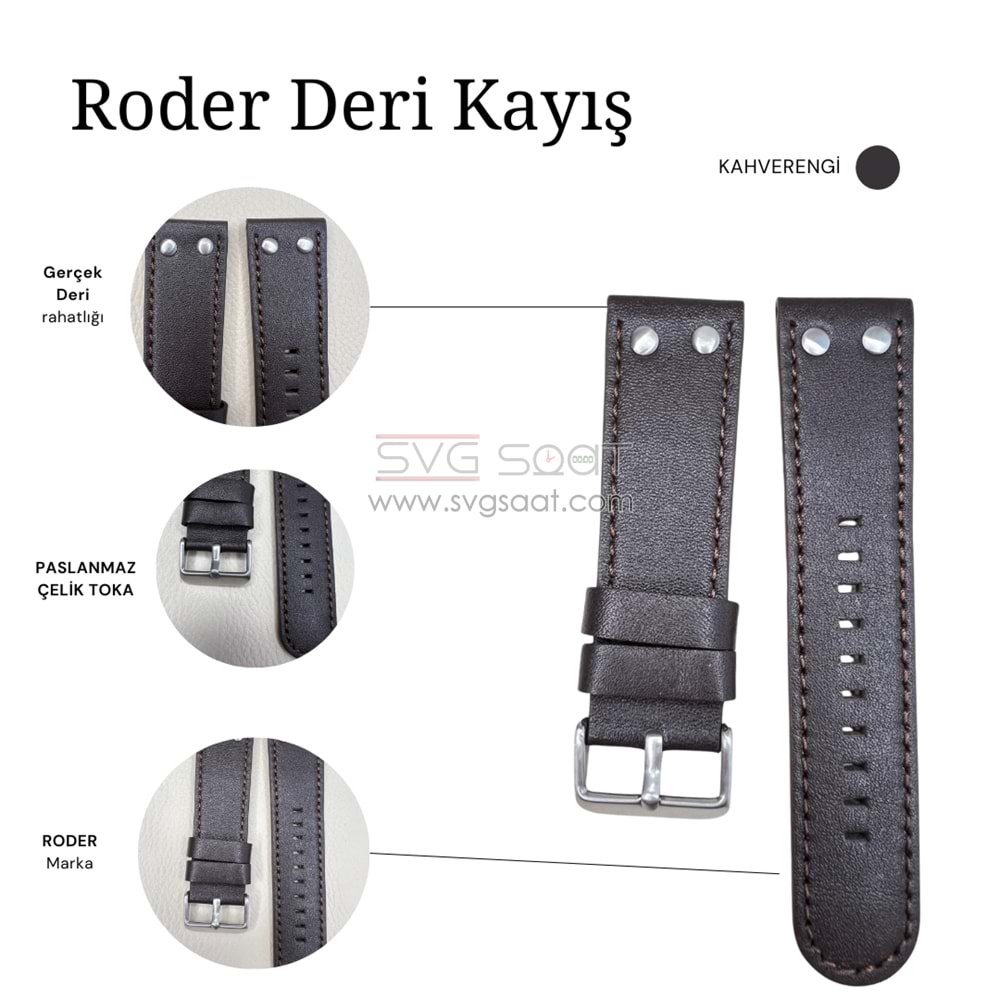 R4133S RODER DERİ KAYIŞ - KAHVERENGİ - 24MM