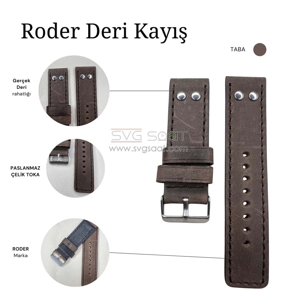 R4133S RODER DERİ KAYIŞ - TABA - 24MM
