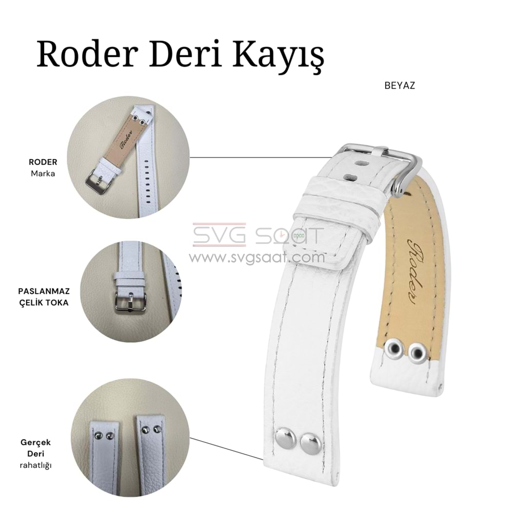 R4133S RODER DERİ KAYIŞ XL - BEYAZ - 22MM