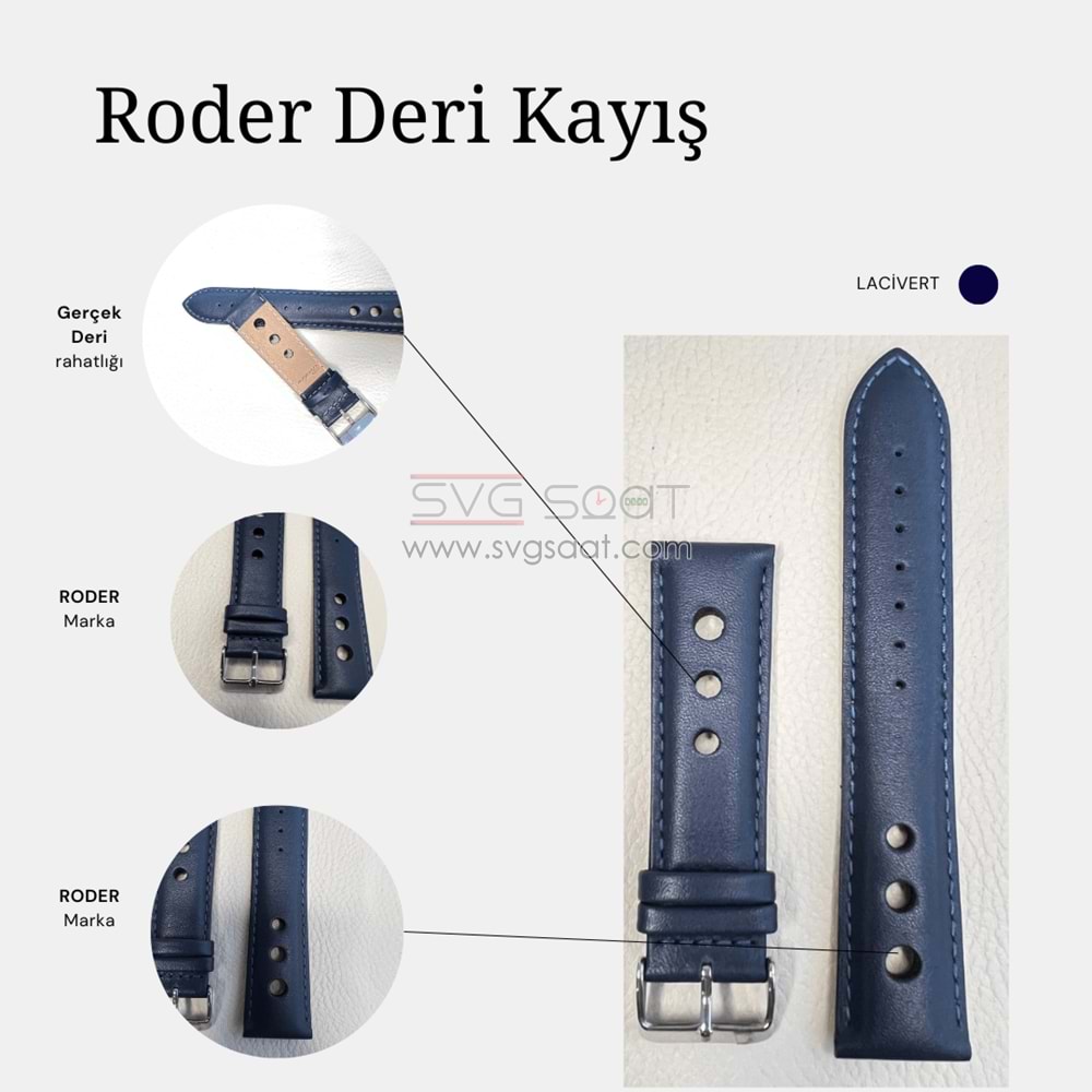 R4129S RODER DERİ KAYIŞ - LACİVERT - 20MM