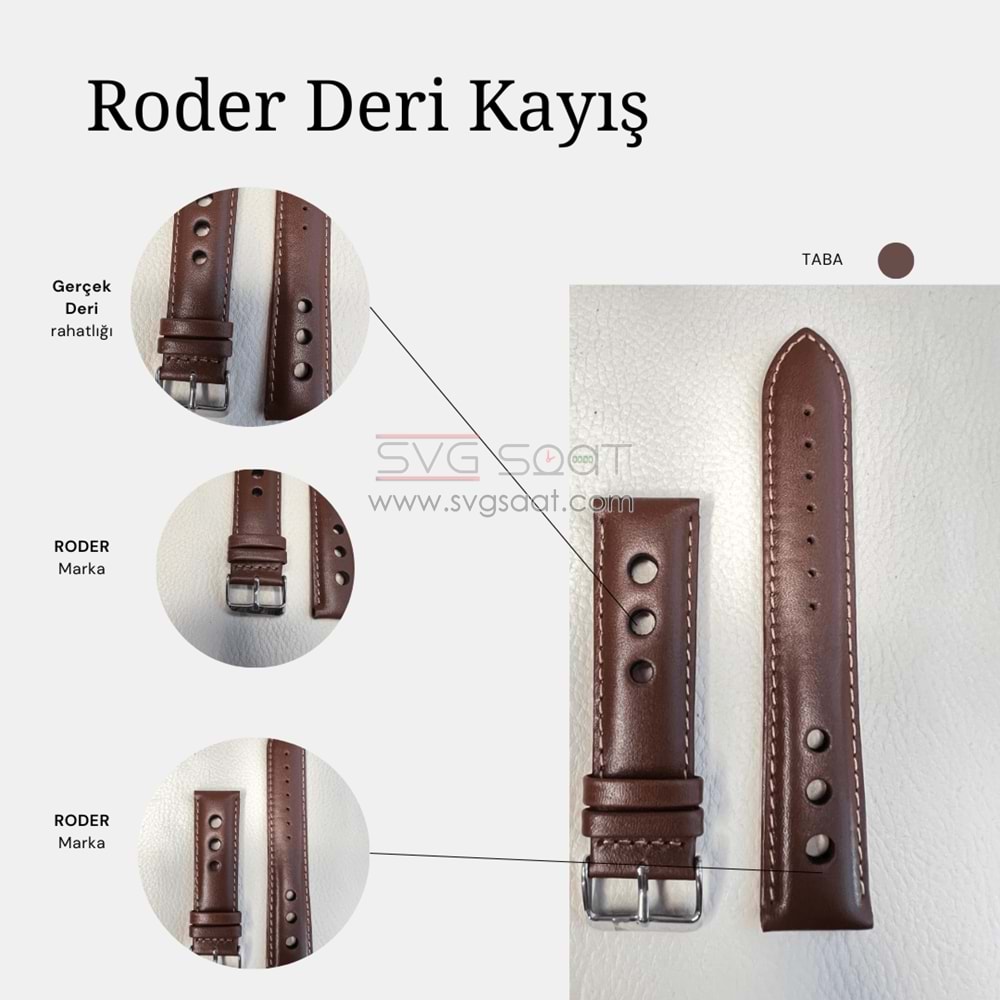 R4129S RODER DERİ KAYIŞ - TABA - 20MM