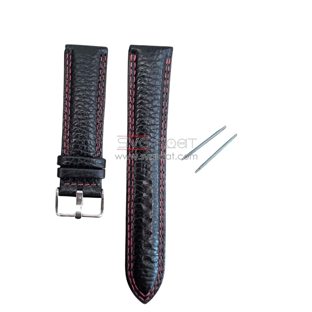 R4131R RODER DERİ KAYIŞ - SİYAH-KIRMIZI - 22MM